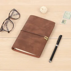 Vintage Soft PU Leather Travel Journal Notebook | Loose-leaf Binder Diary & Planner | School Stationery - A6 (Brown)