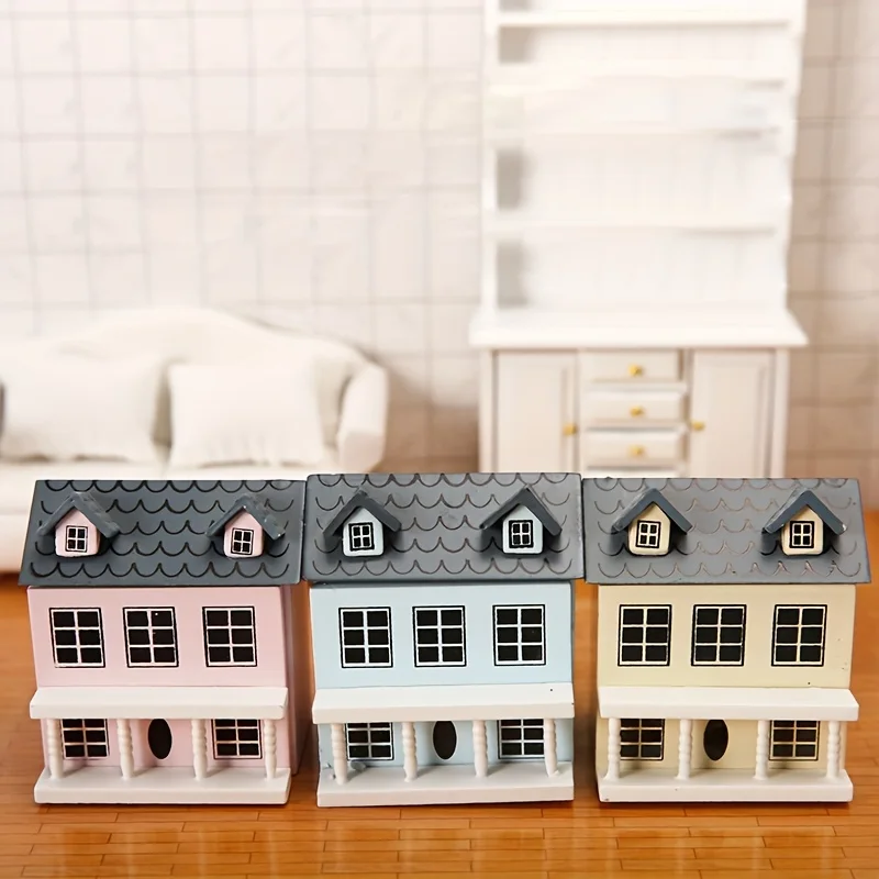 Mini Furniture Sofa Pink Blue Wall Grey Top Cute Pocket Villa Small House Set Doll House Accessories