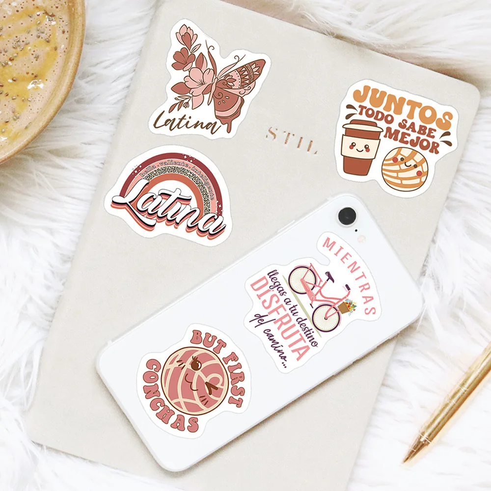 Spanish Sayings Latina Positive Quote Stickers 50pcs decorative stickers adhesive stickers decorative labels stickers