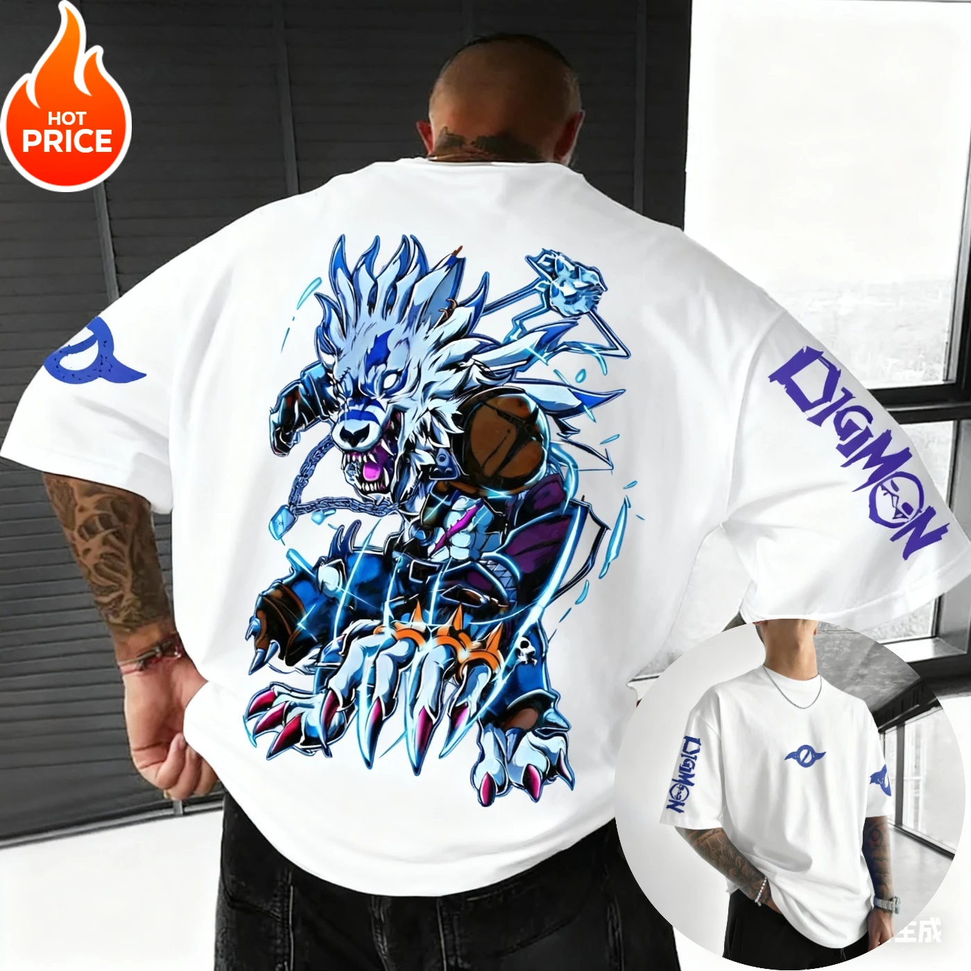 Digimon Anime Garurumon 2025 New Harajuku Men Vintage Summer T