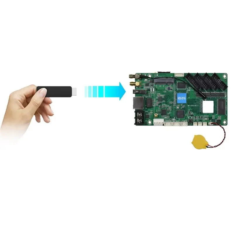 FFYY-HD-D16 비동기식 스크린 제어 카드 택시 차량용 Wi-Fi 풀 컬러 배너 LED 스크린