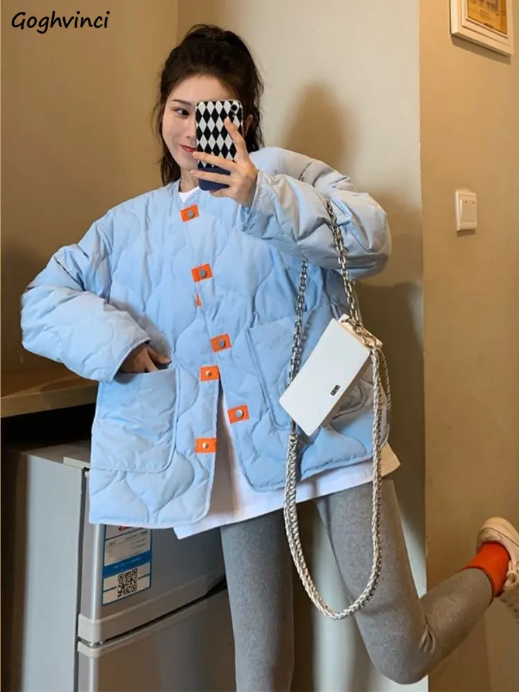 

Short Style Parkas Women Panelled Thick Winter Coats Harajuku Warm Cozy All-match Baggy Ulzzang Retro Chic for Ladies College
