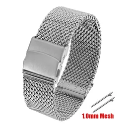 Elegant Milanese Stainless Steel Mesh Watch Band - Premium 3mm Thickness Bracelet - 20mm (1.0mm - Silver)