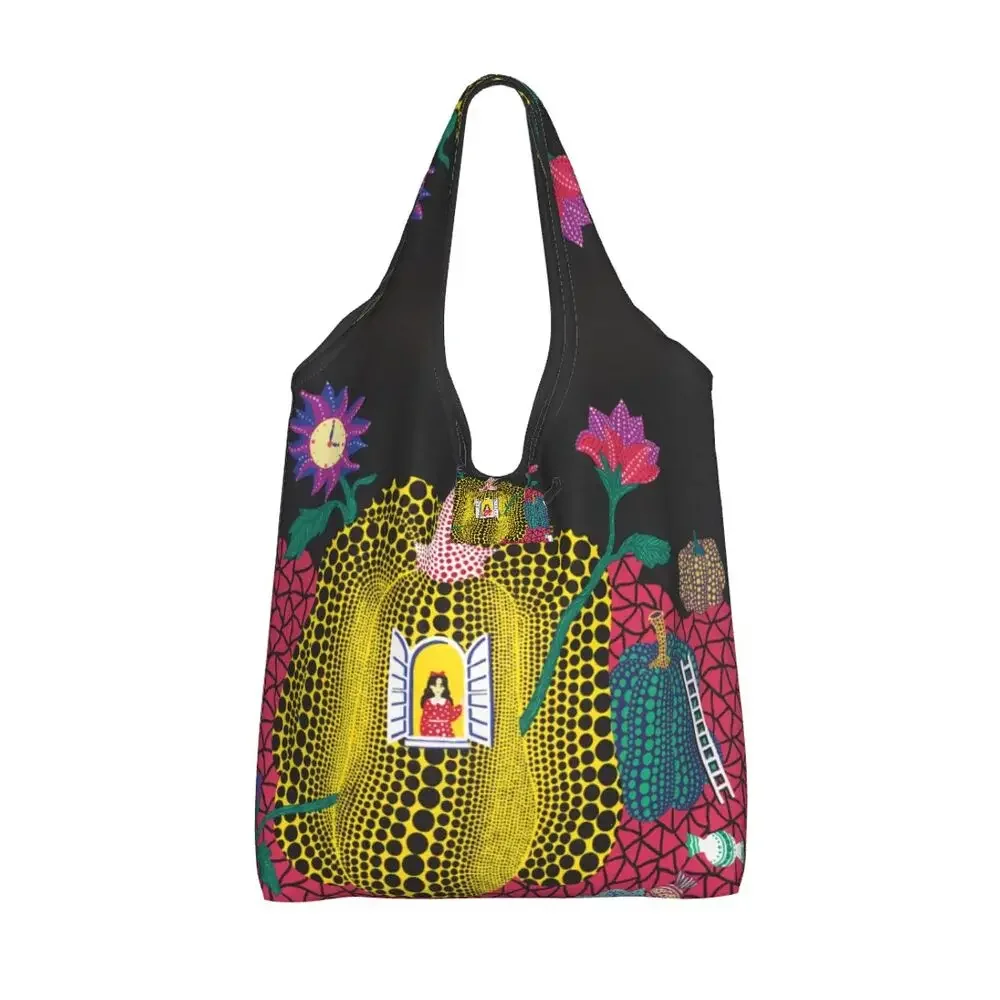 Yayoi Kusama Abstract Painting Grocery Shopping Bag Shoulder Tote Bag Big Capacity Portable Handbag