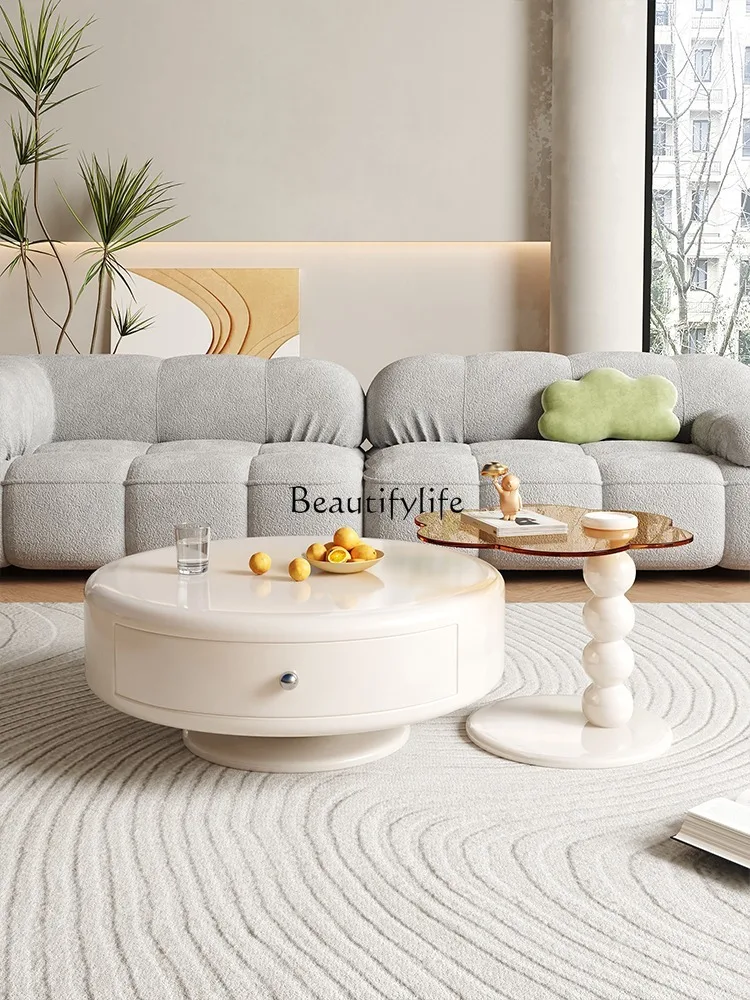 

French Modern High-Grade Cream Style Living Room Coffee Table Side Table