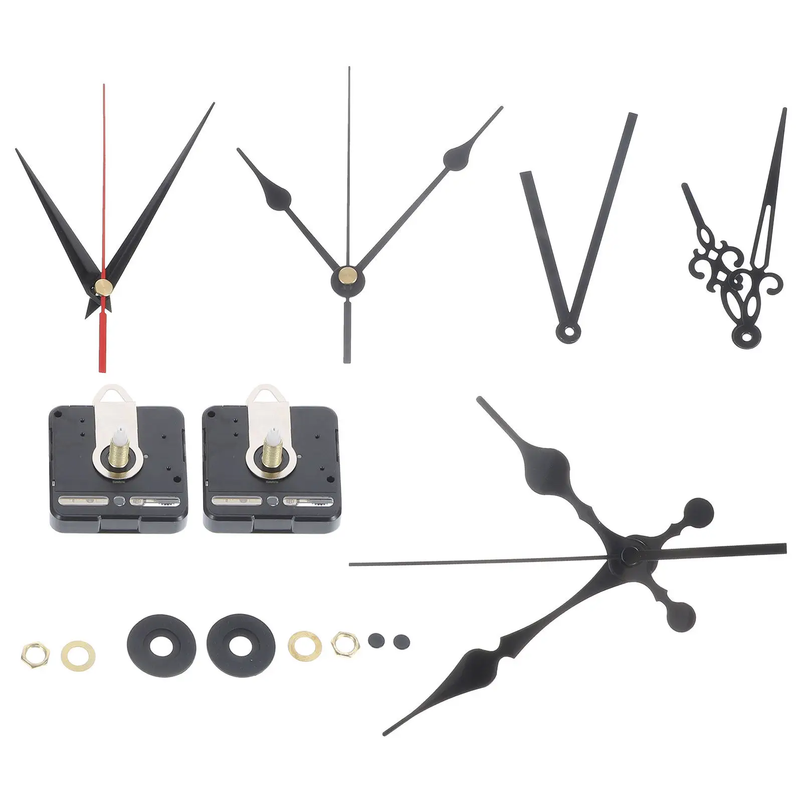 2세트 DIY 무소음 벽시계 무브먼트 키트 금속 플라스틱 시계 메커니즘 교체 부품 DIY 수리 액세서리