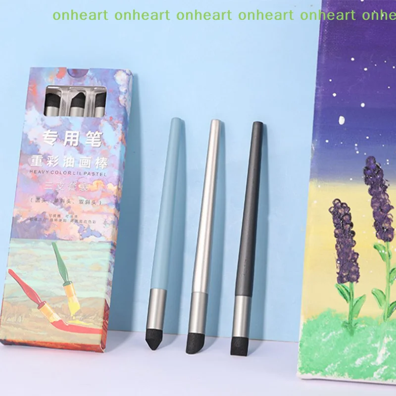 [C]유화용 세척 가능한 스케치 러빙 브러쉬 1/3개 재사용 가능한 드로잉 아트 블렌더 스펀지 펜 파스텔 도구