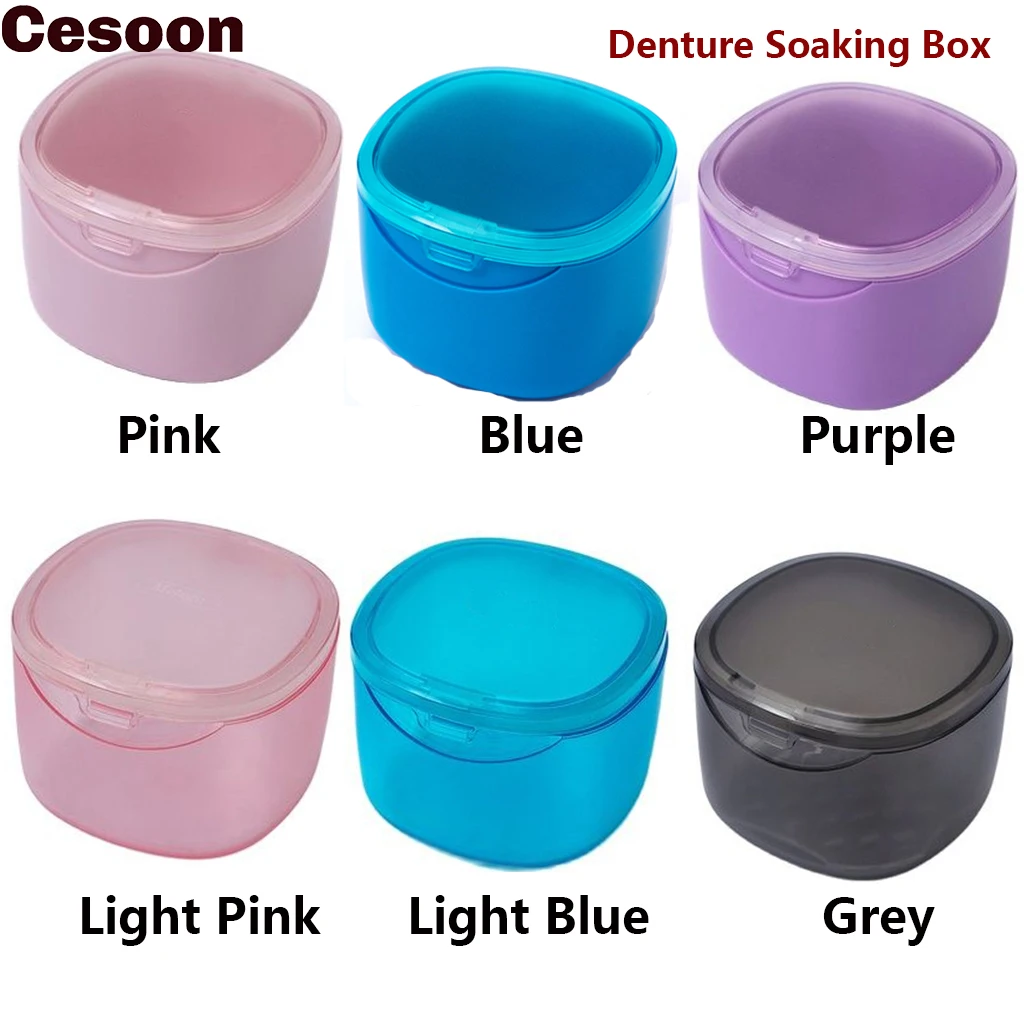 

Cesoon 1Pc Denture Box Case Teeth Storage Box Denture Soaking Box Tooth Organizer Net Container Plastic Oral Cleaning Teeth Care
