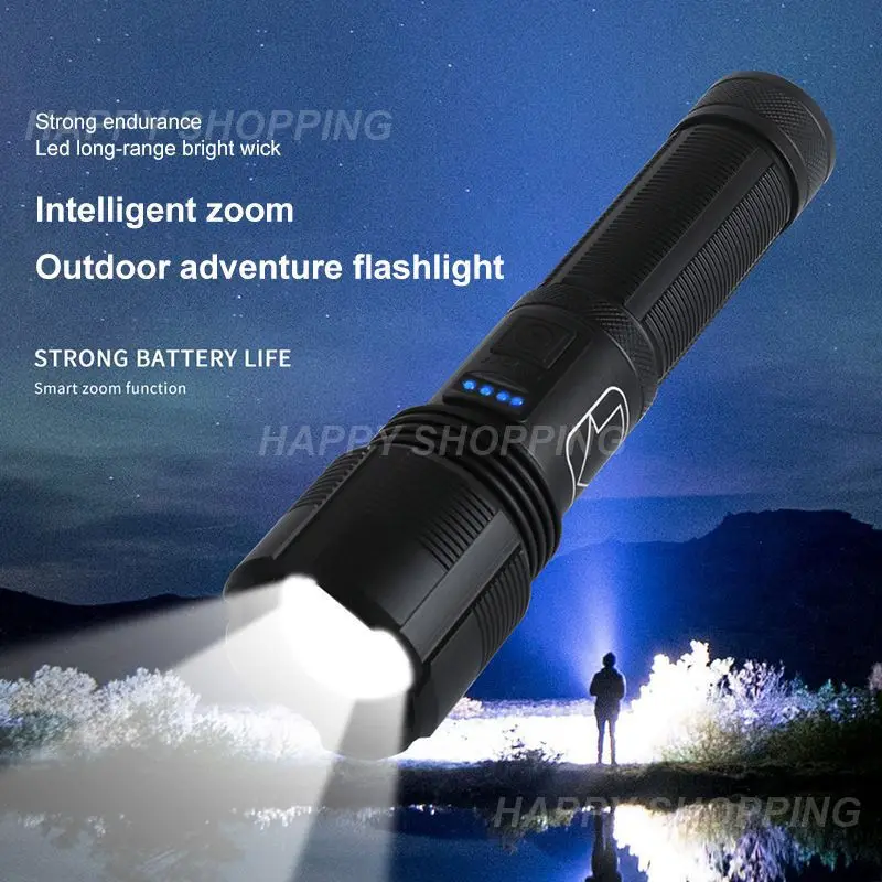 

XHP50 Super Bright Flashlight USB Rechargeable Outdoor Led Flashlights 5 Modes Waterproof Power Display Camping Emergency