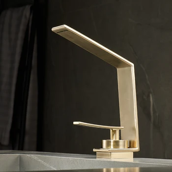 ก๊อกน้ำห้องน้ำ ดีไซน์หรูหรา สีทอง สำหรับอ่างล้างหน้า อ่างล้างมือ อ่างล้างเท้า ตู้ห้องน้ำ แบบน้ำตก รุ่น G3/8G1/2 1