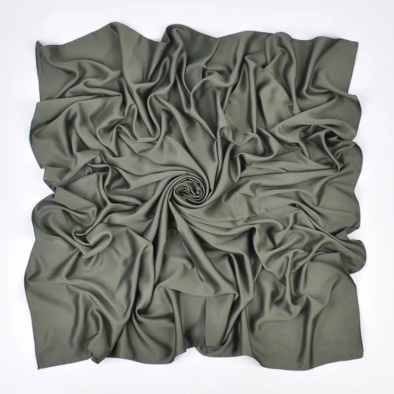 110cm*110cm Einfarbiger Satin Quadratischer Kopfschmuck Damen Mode Quadratischer Kopfwickel Schal Tücher Foulard Hijab Halstuch Bandana – Detail 12