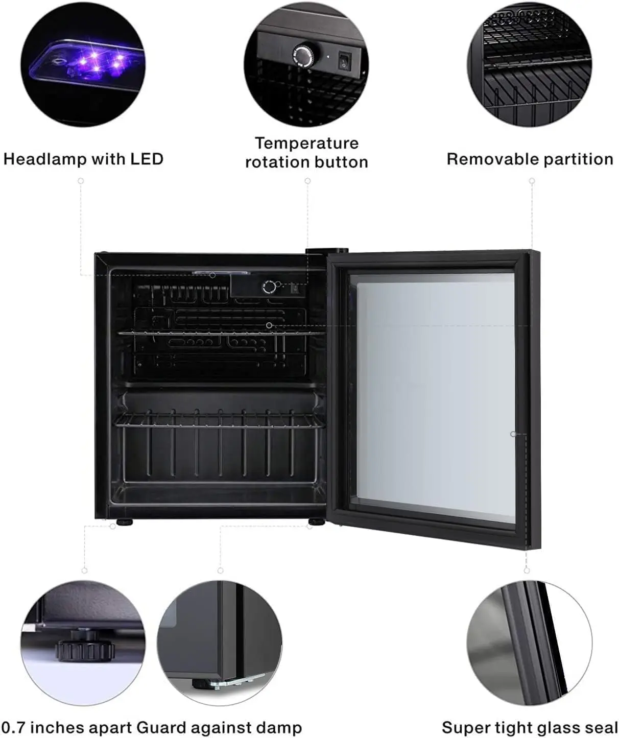 Star Mini Fridge Cooler 70 Can Beverage Refrigerator Glass Door for Beer Soda Wine Small Drink Dispenser Clear Front D 5