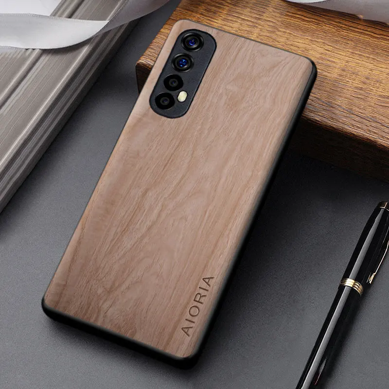 Durable Lightweight Wooden Pattern PU Leather Phone Case – Simple Design Cover