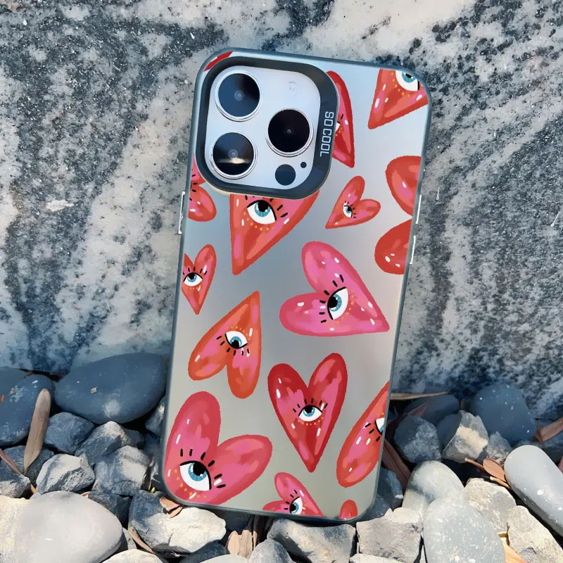 Mehrfarbige Liebesherz-Augen Handyhülle für iPhone 13 Mini 15 14 Plus 17 16 13 11 12 14 15 Pro Max Stoßfeste Laser-Rückabdeckungen – Detail 6