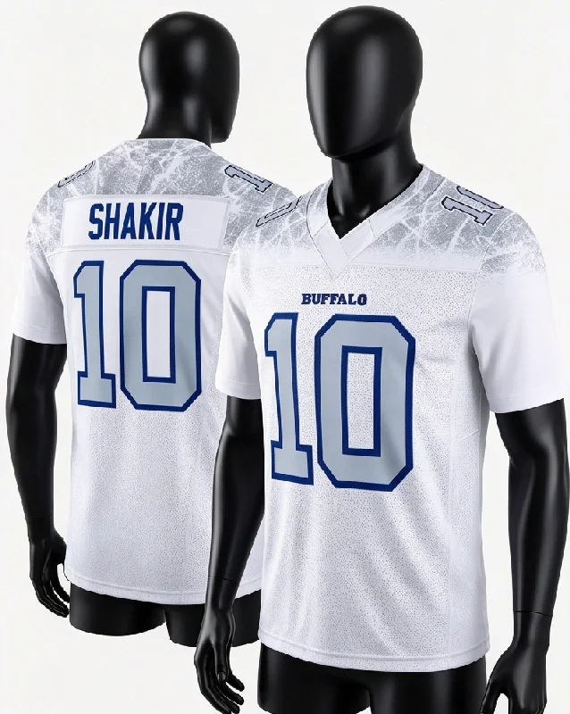 Männer Buffalo Bills # 17 Josh Allen Trikot Weiß V-Ausschnitt Name Nummer Kurzarm Sporttrikot für Fans Familienoutfit