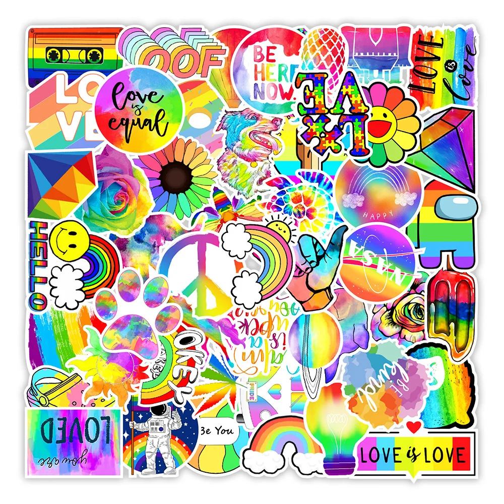 

10/30/50PCS Rainbow Graffiti Stickers Luggage Laptop Mobile Phone Kettle Skateboard Decorative Stickers Wholesale