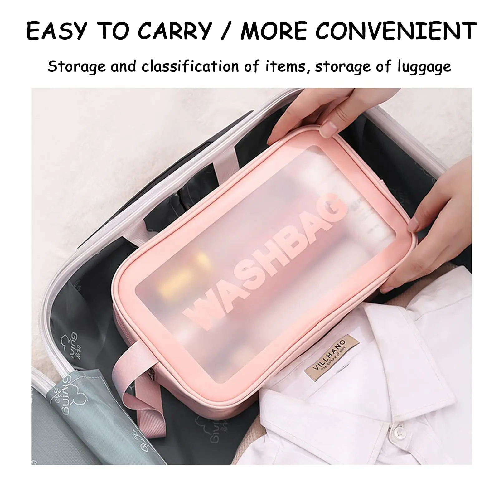 Cosmetic Bag Travel Storage Toiletry Organizer Waterproof PVC Portable Transparent Zipper Make Up Case