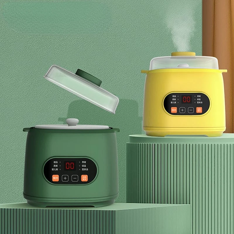 Mini Multi Electric Slow Cooker 1L Ceramic Water Stew Pot Baby Food Porridge Breakfast Stew Soup Boiler Reservation With Steamer