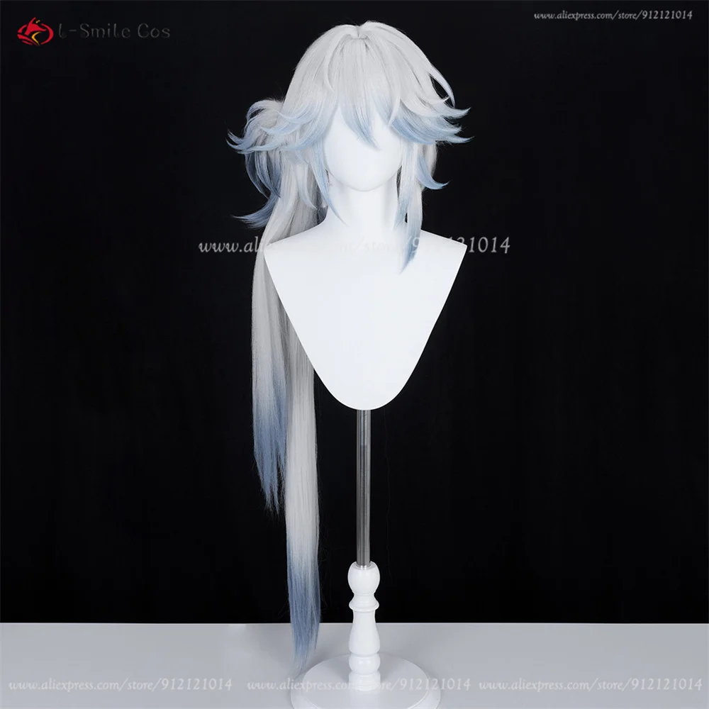 Yaoguang Cosplay Perücke 100cm Grau-Blau Hitzeresistent Synthetik Halloween 4