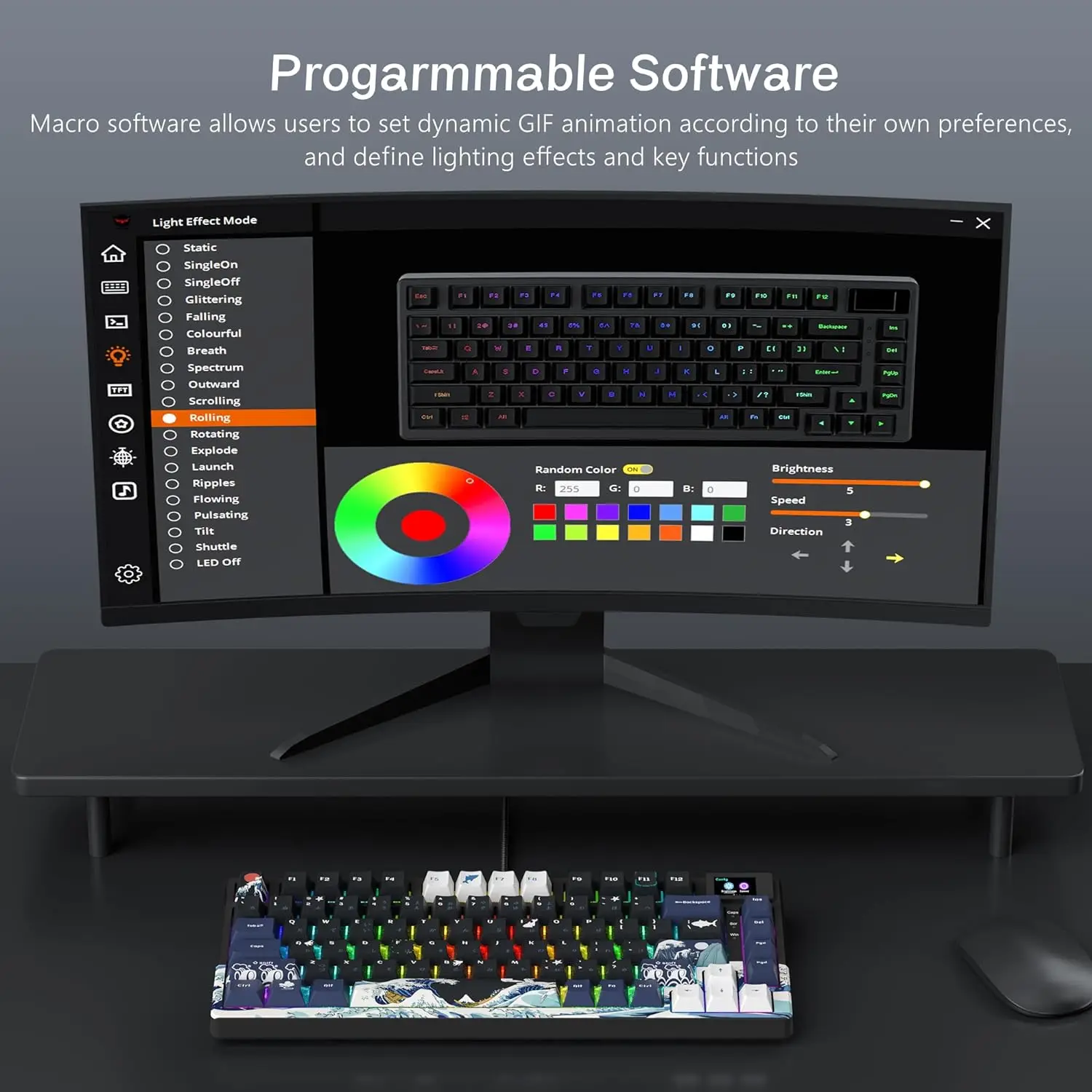 womier S-K80 Gamer Keyboard with Color OLED Display Mechanical