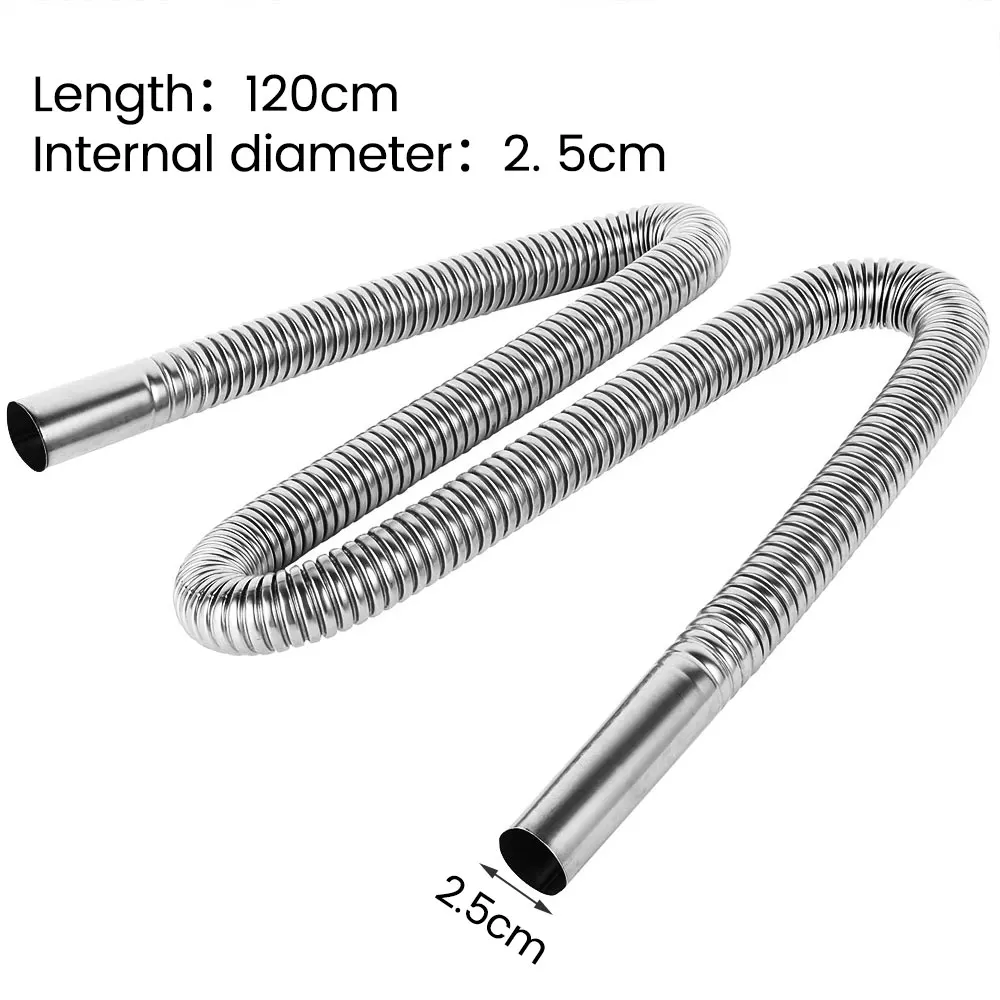 120/200CM Exhaust Pipe Stainless Steel Flexible Exhaust Hose Diesel Gas Vent Hose for Car Air Diesel Parking Heater Accessories