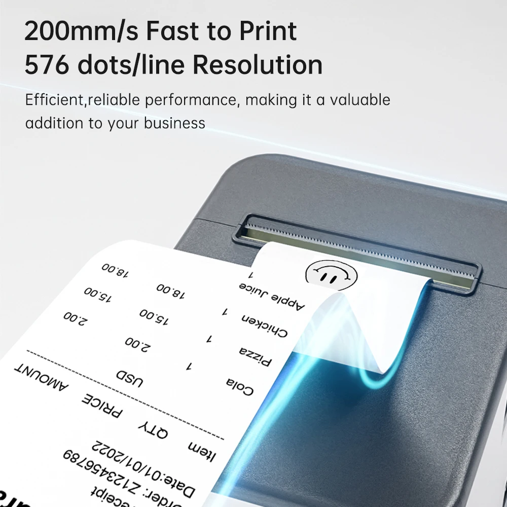 80mm Receipt Printer ESC/POS Thermal Printer Desktop Direct Print USB+LAN Connection High Efficiency with Auto Cutter Large Pape