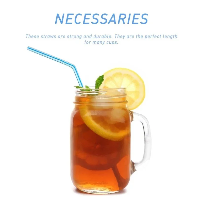 Disposable plastic straws 500PCS party event Flexible Kitchen beverage store accessories disposable plastic straws