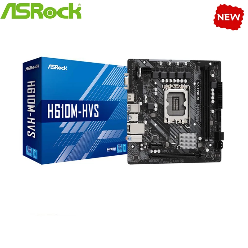 Nuovo H610M Per La Scheda Madre Asrock H610M-Hvs Lga 1700 Ddr4 H610 Supporta Cpu I5 12400F I3 12100F 12700F