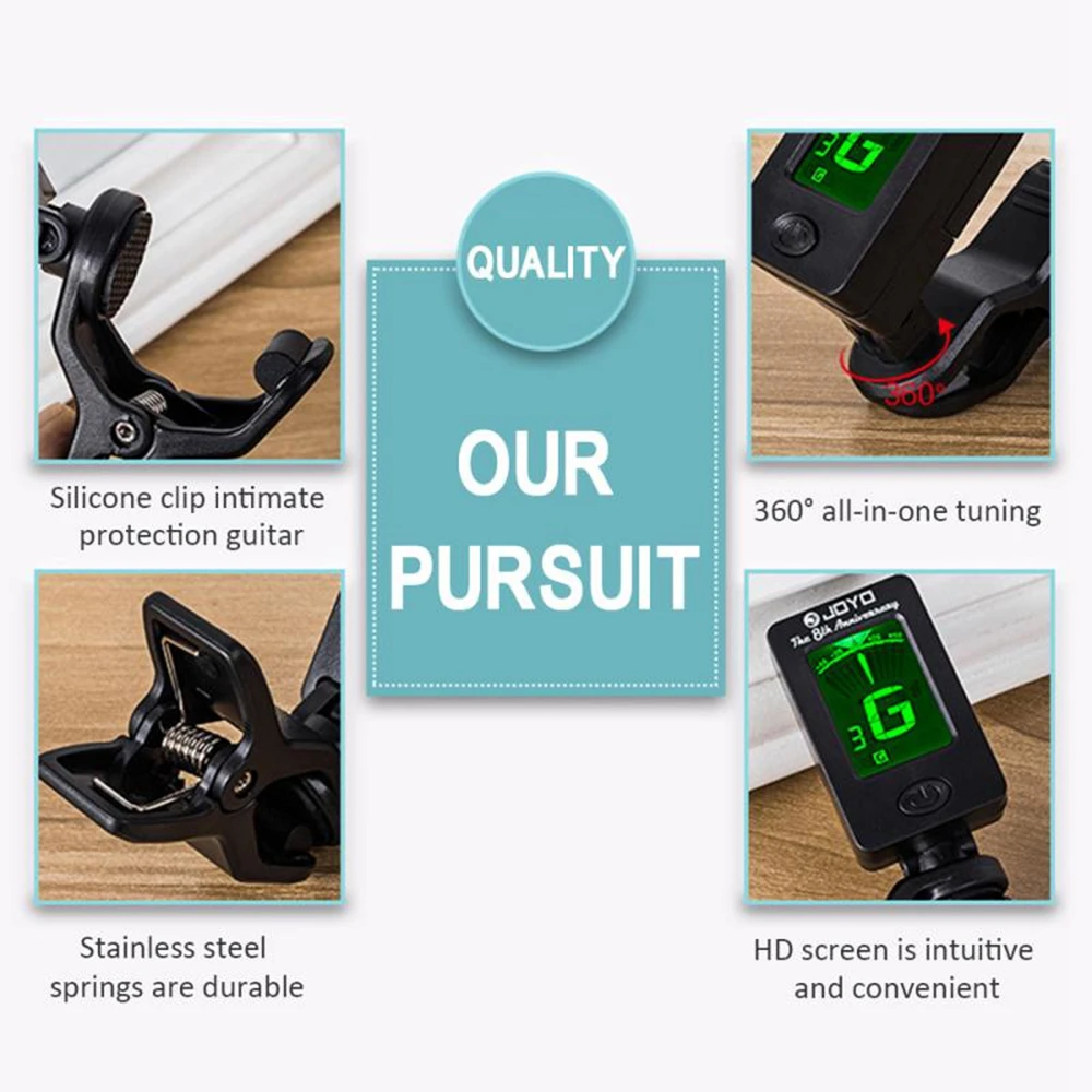 Clip On Guitar Tuner For All Instruments Ukulele Guitar Bass Mandolin Violin Banjo with LCD Display 1pcs tuner 4pcs Picks