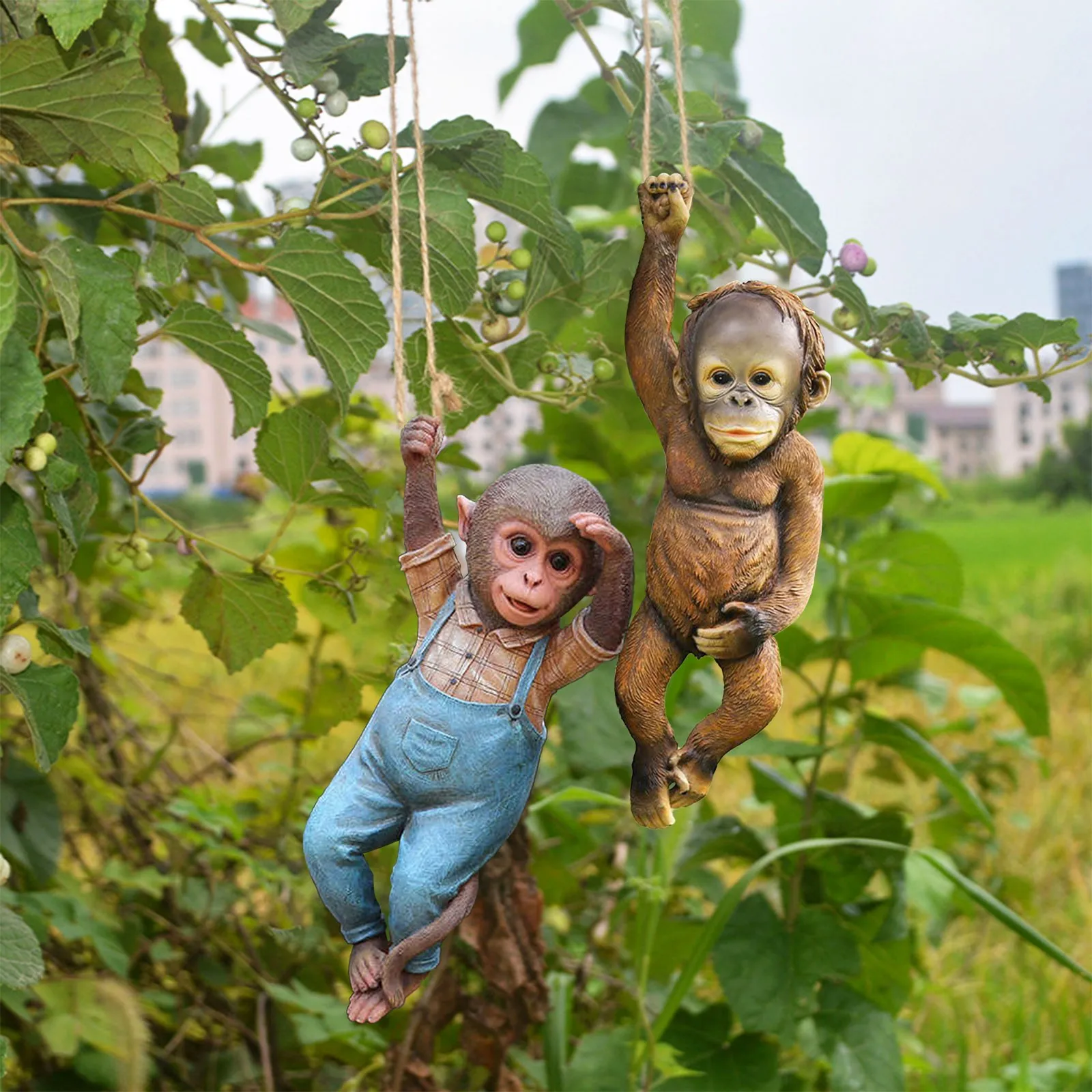 

Monkey Statue Hanging Ornaments Garden Decoration Resin Monkey Hanger Sculpture Pendant Outdoor Home Outdoor Handmade Crafts