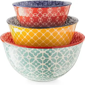 Colorful Ceramic Nesting Mixing Bowls Set – Vibrant Kitchen Prep & Serving Bowls 1