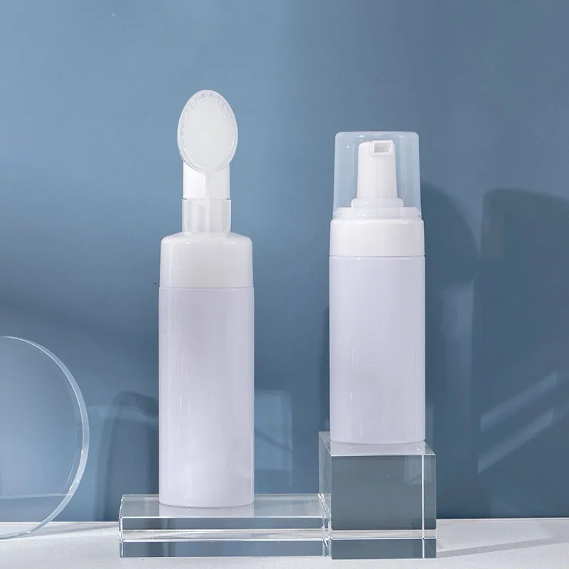 Portable Silicone Brush Foaming Facial Cleanser Bottle