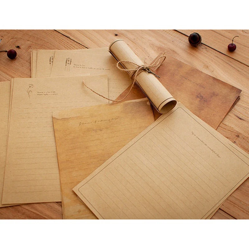 

12 Pcs Vintage Kraft Paper Writing Paper European Style Paper for Letter Writing Letter Paper Stationery, Number 3