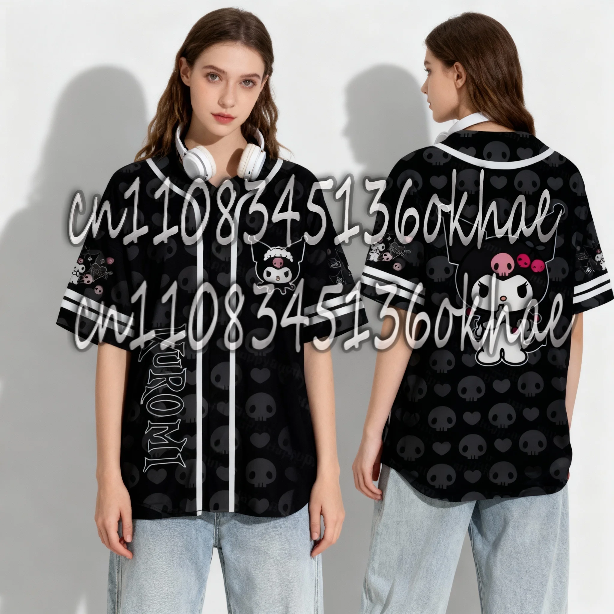 출산복 Sanrio Yugui Dog Kitty Cat 팬 아메리칸 야구 재킷 Sweet Cool Summer Extra Large 남성 성인 스포츠 티셔츠