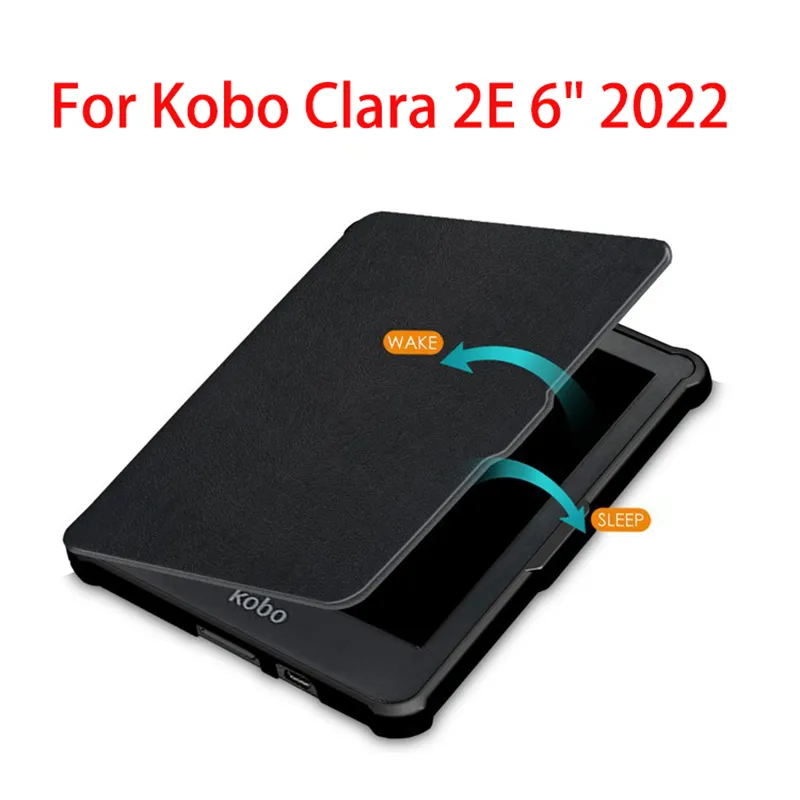 For Kobo Clara 2E Sleep Cover 2022 Leather TPU Protective Ereader Case  Print Flower Purple Magnetic Ebook Hoesje Funda