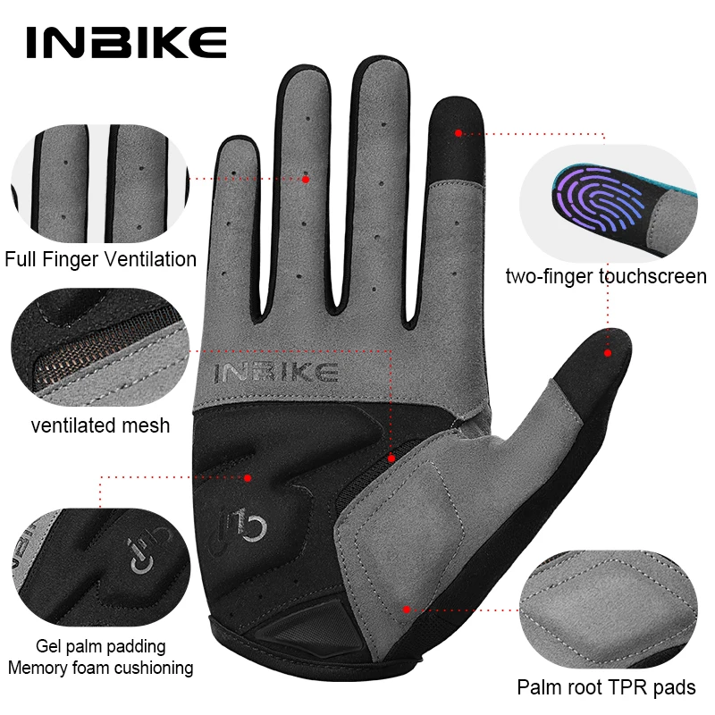 INBIKE Full-finger Riding Off-road Motorcycle Gloves Durable Mountain Bike Gloves Riding Outdoor Accessories Road Cycling Gloves 6