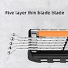 8PCS Mens Manual Razor Replacement Head Travel Portable five Layer Blade Comfortable Blue Old Fashioned Blades Uncharged Razor 3
