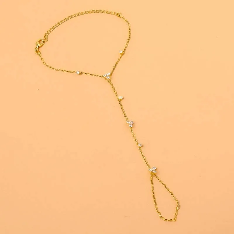 Luxury Metal Crystal Chain Finger Bracelet for Women