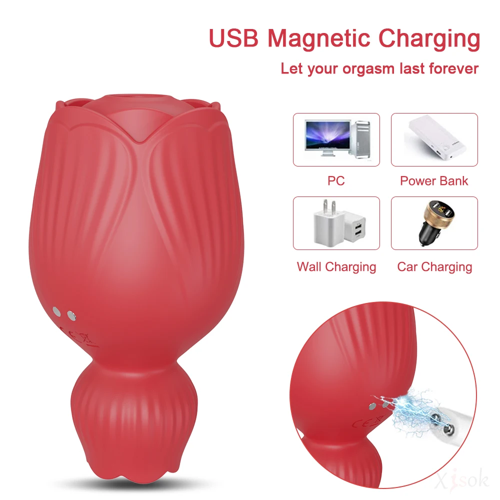 Rose Toy Saugvibratoren für Frauen mit Zungenleckvibrator Weiblicher Klitorisstimulator Massagegerät Erwachsene_voghion.com