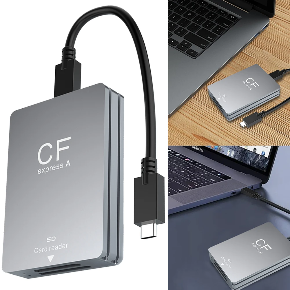 CFexpress A 타입 SD 카드 리더 메모리 카드 리더, 듀얼 슬롯 CFexpress 리더 어댑터, SLR용 USB C에서 USB C/A 케이블, 2 in 1