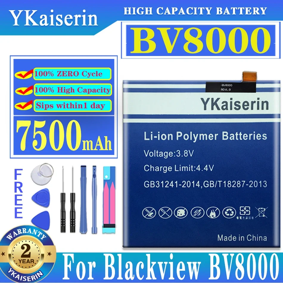 

YKaiserin BV 8000 7500mAh Phone Battery for Blackview BV8000/BV8000 Pro Replacement Batteries for BV8000Pro + Tracking NO