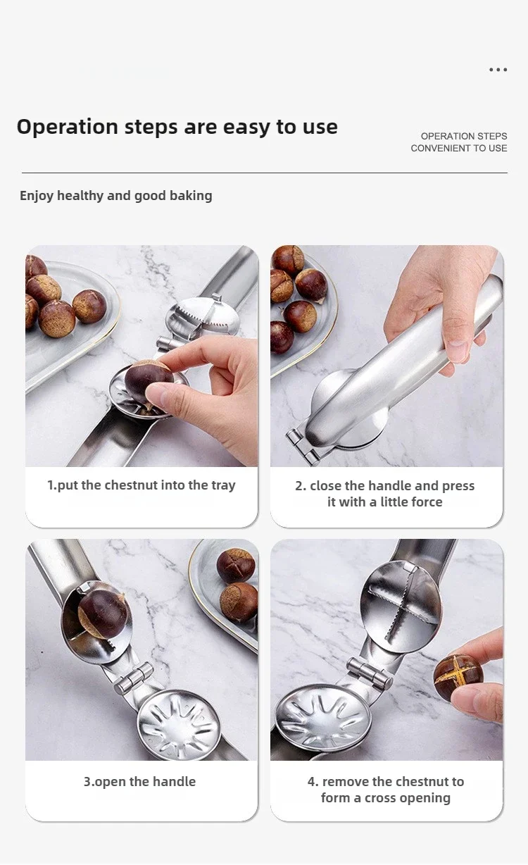 2025 Stainless Steel Chestnut Opener, Cross Shaped Chestnut, Household Multifunctional Peeling Tool, Chestnut Clip, Walnut Clip