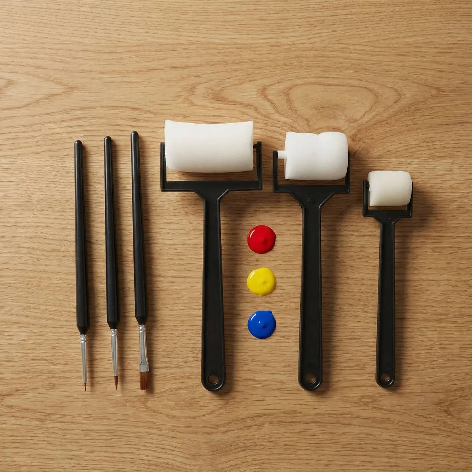 6Pcs 어린이 그림 그리기 미술 도구 폼 롤러 스폰지 세트 편안한 손잡이 교육용 공예 페인트 롤러 조기 교육용 상세한 브러쉬
