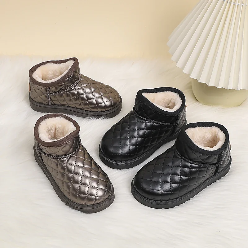 2025 겨울 아동 신발  여아 스노우 부츠 두꺼운 플러시 남아 캐주얼 신발 방수..