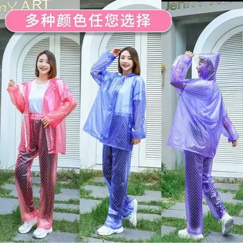 남성 여성 비옷, 비 바지, 스플릿 슈트, 지퍼 스냅 클로저, 더블 레이어 보호, 야외 사이클링, 농장 작업, 집, 여행용