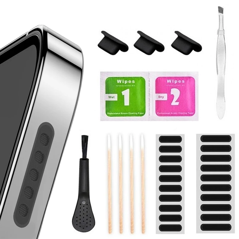 

1/22/133/136Pcs Universal Phone Charging Port Dust Plug Dust Mesh Stickers Portable Dustproof Cleaning Brush Phone Cleaner Kit