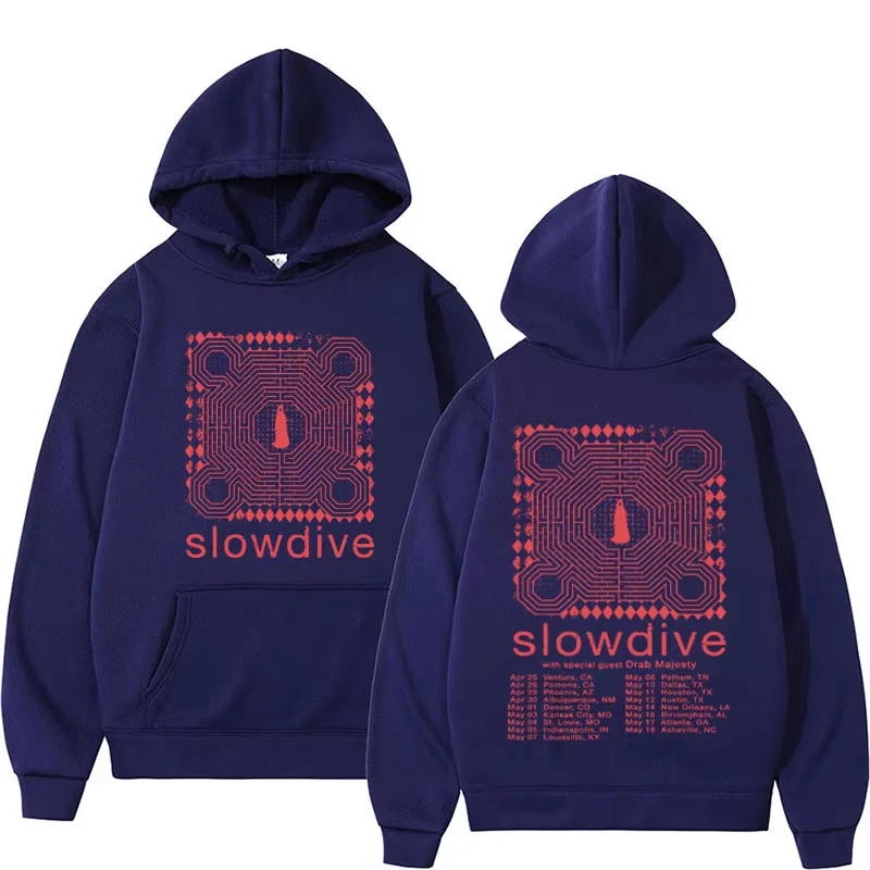 Casual Fleece Oversized Hoodie Slowdive Band 2024 Tour Concert Print Hoodies Men Women Hip Hop Gothic Pullovers Sweatshirts 2
