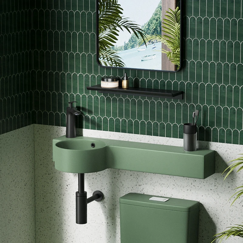Ceramic wall mounted washbasin, green washbasin bracket, hanging basin balcony