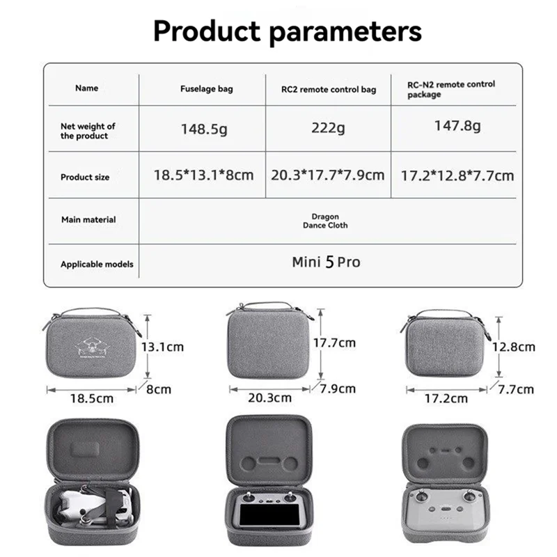 DJI Mini 5 Pro 컨트롤러용 보관 가방 드론 컨트롤러 휴대용 운반 케이스 RC2용 스마트 컨트롤러 액세서리