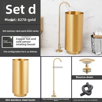 304 สแตนเลสสตีลรอบคอลัมน์อ่างล้างหน้าแบบบูรณาการชั้นยืนสวนกลางแจ้งอ่างล้างหน้า Luxury Bar โรงแรมห้องน้ําอ่างล้างจาน w 16